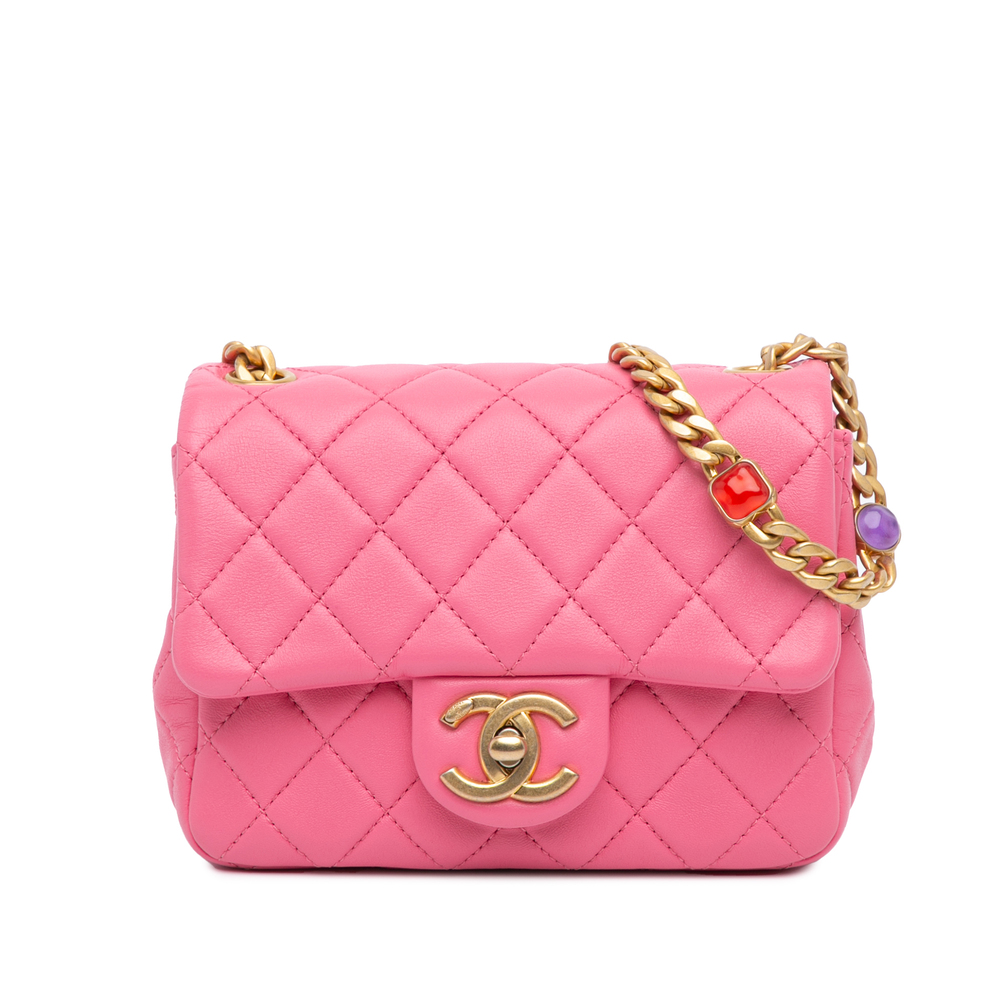 Pre-Loved Chanel Mini Square Lambskin Pearl Samba Flap